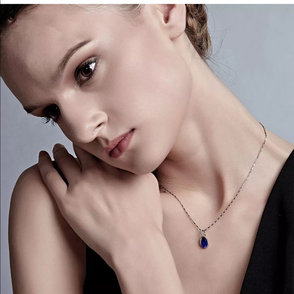 🆕 Bermuda Blue Swarovski Silver Pendant Necklace - Picture 4 of 5